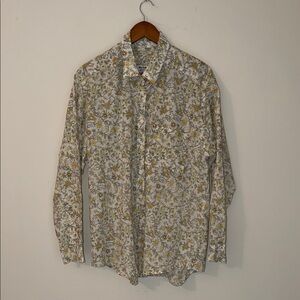 Tiley Endurables Ladies White Floral Button-Up Shirt 100 % Cotton XXL